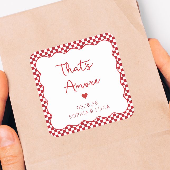 Adesivo Quadrado É um Casamento Vermelho Personalizado por Chic Ita (Criador carregado)