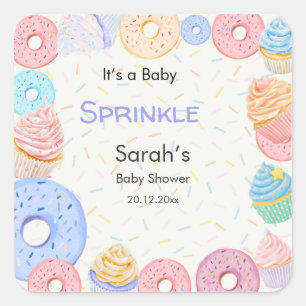 Adesivo Quadrado É um Chá de Bebê Casual Baby Sprinkle