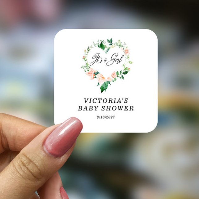 Adesivo Quadrado É um Chá de fraldas de pêssego (Criador carregado)