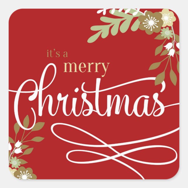 Adesivo Quadrado É um Feliz Natal (Frente)