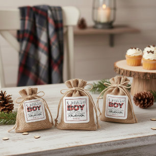 Adesivo Quadrado É um menino! Chá de fraldas de Lumberjack de Xad