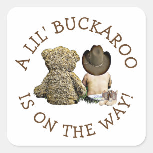 Adesivo Quadrado É um pequeno Chá de fraldas de cowboy