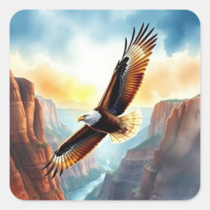 Adesivo Quadrado Eagle Soaring over Canyon