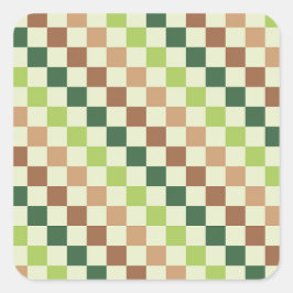 Adesivo Quadrado Earthy rainbow diagonal checkerboard pattern