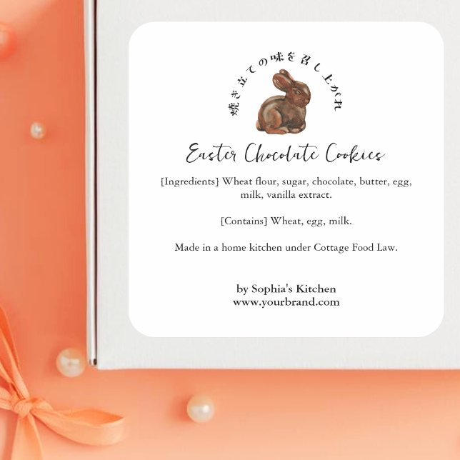 Adesivo Quadrado Easter Bunny Chocolate Ingredient Product (Criador carregado)