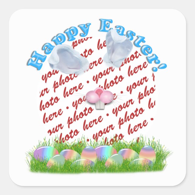 Adesivo Quadrado Easter Bunny (Ears & Nose Adjustable) Photo Frame (Frente)