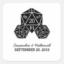 Adesivo Quadrado Ebony D20 Dice Wedding Stickers
