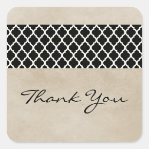 Adesivo Quadrado Ebony Rustic Quatrefoil Agradeço-Lhes Pinheiros
