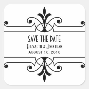 Adesivo Quadrado Ebony v2 Rico Ornamental Save the Date Stickers
