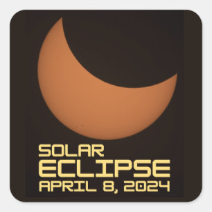 Adesivo Quadrado Eclipse Solar 8 de abril de 2024