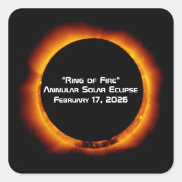 Adesivo Quadrado Eclipse Solar Anelar de 2026 do Anel de Fogo