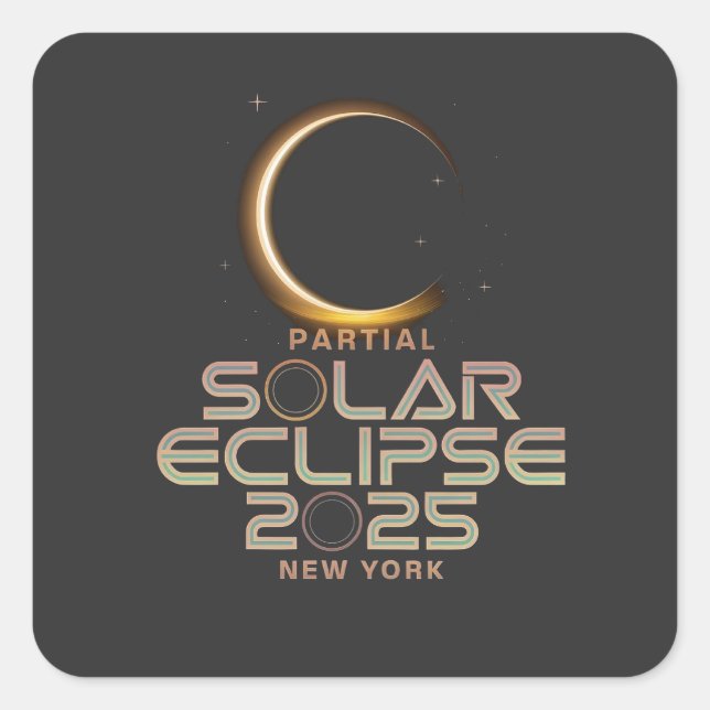 Adesivo Quadrado Eclipse Solar Parcial 2025 Astronomy Event (Frente)