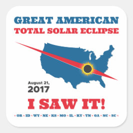 Adesivo Quadrado Eclipse Solar Total - 2017 - Eu vi!
