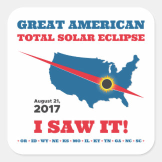 Adesivo Quadrado Eclipse Solar Total - 2017 - Eu vi!
