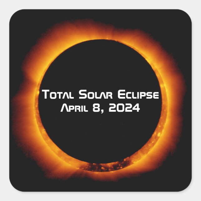 Adesivo Quadrado Eclipse Solar Total 2024 (Frente)