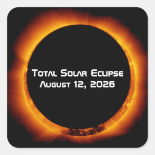 Adesivo Quadrado Eclipse Total do Sol de 2026