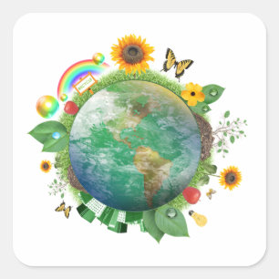 Adesivo Quadrado Ecologia: reciclar -