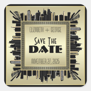 Adesivo Quadrado Economias do art deco o encanto Dourado de