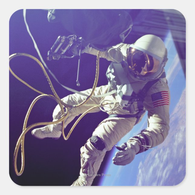 Adesivo Quadrado Ed White First American Spacewalker Fotografia (Frente)