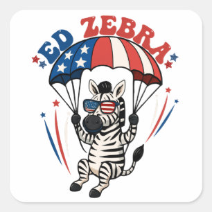 Adesivo Quadrado Ed Zebra Happy 4 De Julho Bandeira Americana Patri