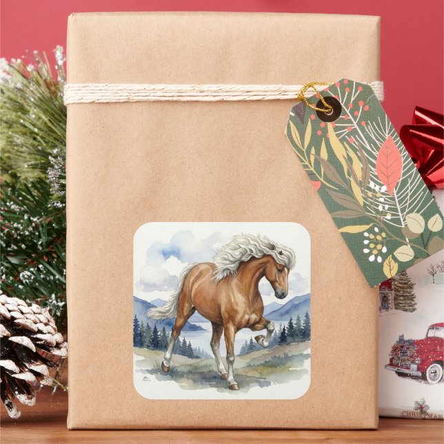 Adesivo Quadrado Edda Silver bay Icelandic Horse in the Mountains S (Feriado)