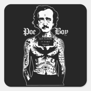 Adesivo Quadrado Edgar Allan Poe Clássico Horror Engraçado w Rave