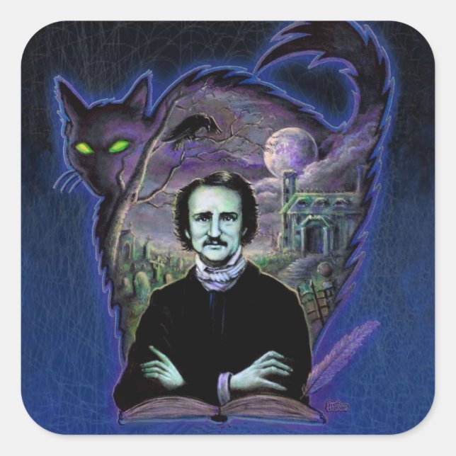 Adesivo Quadrado Edgar Allan Poe Gothic (Frente)