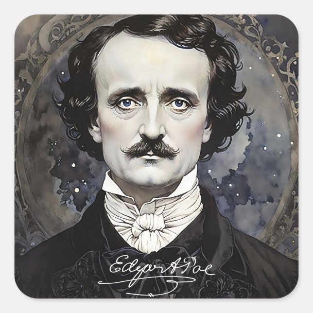 Adesivo Quadrado Edgar Allan Poe Gothic Halloween (Frente)