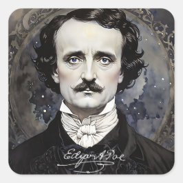 Adesivo Quadrado Edgar Allan Poe Gothic Halloween