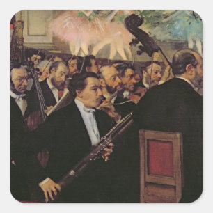 Adesivo Quadrado Edgar Degas a orquestra da ópera, c.1870