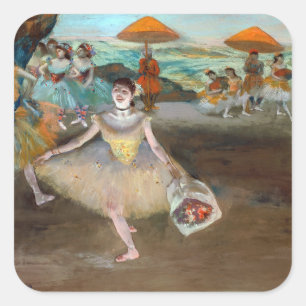 Adesivo Quadrado Edgar Degas - Dançarina com Buquê, Curvando-se no