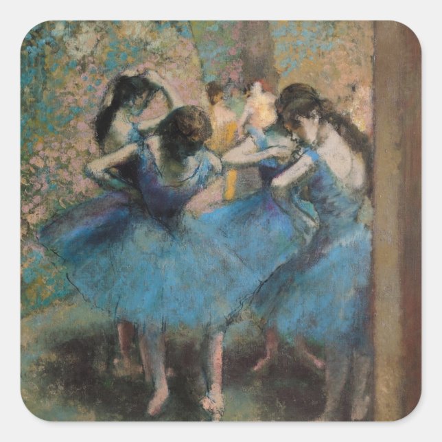 Adesivo Quadrado Edgar Degas | Dançarinos a azul, 1890 (Frente)