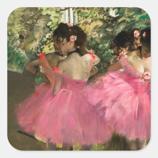 Adesivo Quadrado Edgar Degas - Dançarinos a rosa (Frente)