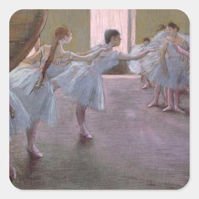 Adesivo Quadrado Edgar Degas | Dançarinos no ensaio, 1875-1877 (Frente)