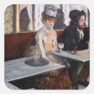 Adesivo Quadrado Edgar Degas - Num Café / A Absinthe