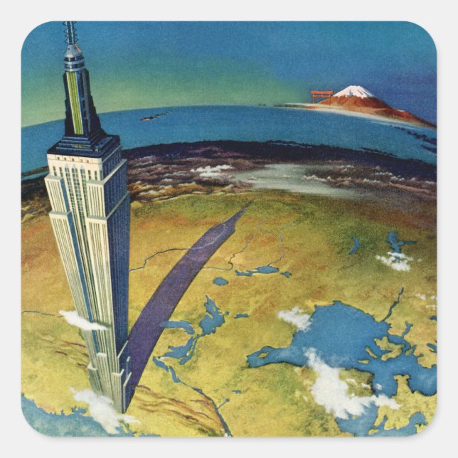 Adesivo Quadrado Edifício de Estado do Império Nova Iorque viagens  (Frente)