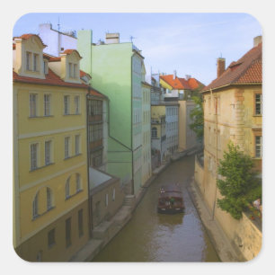 Adesivo Quadrado Edifícios históricos com canal, Praga, República T