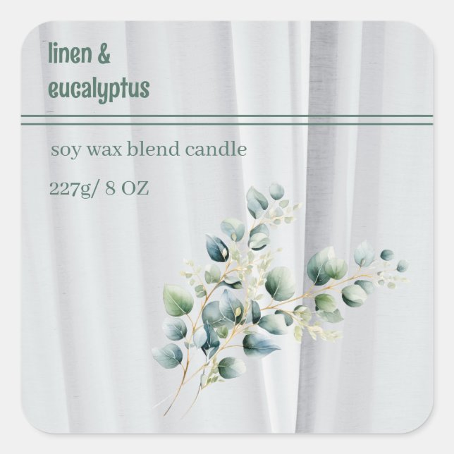 Adesivo Quadrado Editable Linen and Eucalyptus Product (Frente)