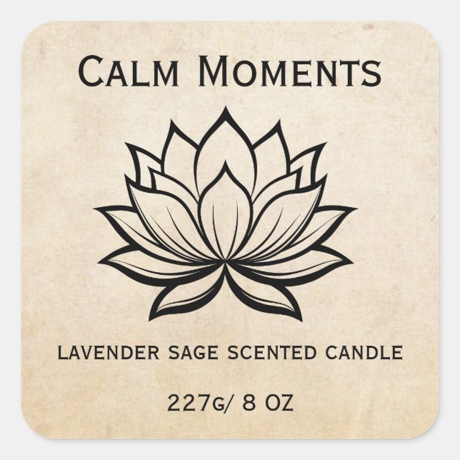 Adesivo Quadrado Editable Lotus Flower Product (Frente)