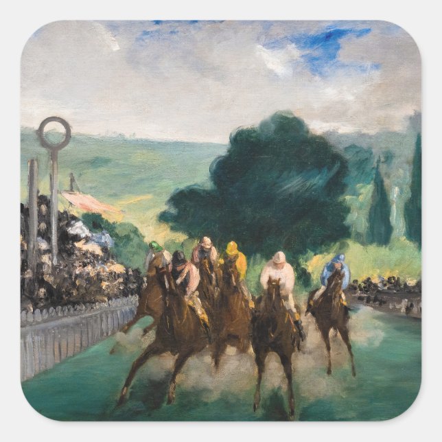 Adesivo Quadrado Edouard Manet - As Corridas em Longchamp (Frente)