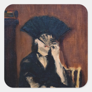 Adesivo Quadrado Edouard Manet - Berthe Morisot com um Leque