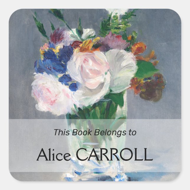 Adesivo Quadrado Edouard Manet - Flores num Vaso Cristal (Frente)