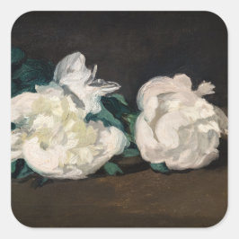 Adesivo Quadrado Edouard Manet - Ramo de Peônias Brancas, Tesoura d