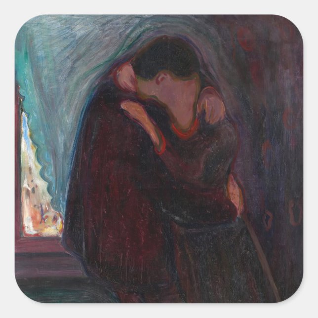Adesivo Quadrado Edvard Munch - O Beijo (Frente)