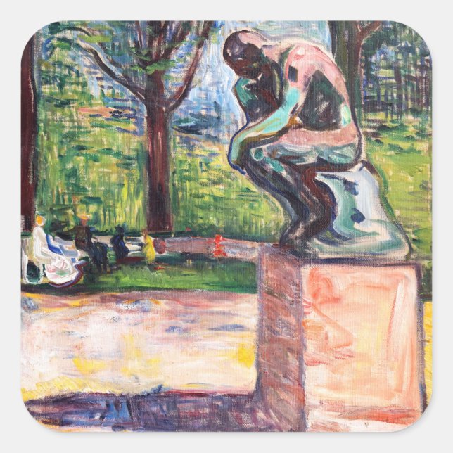Adesivo Quadrado Edvard Munch - O Pensador de Rodin (Frente)