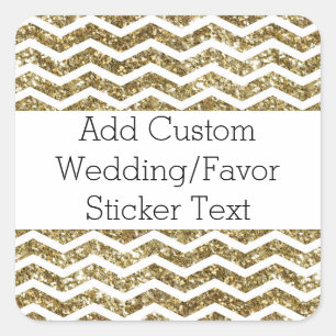 Adesivo Quadrado Efeito de Glitter Dourado Chevron Zig-Zag