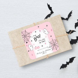 Adesivo Quadrado Ei Boo Pink Halloween Segundo Favor De Aniversário