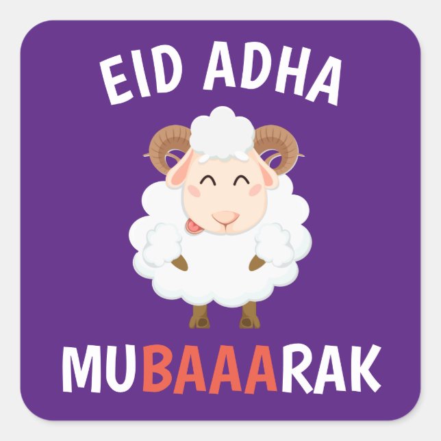 Adesivo Quadrado Eid Al Adha Mubarak Para Muçulmano (Frente)