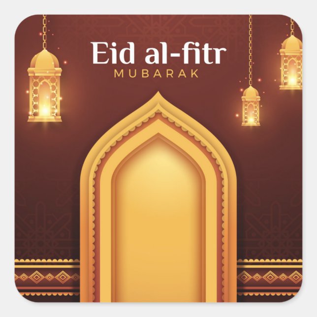 Adesivo Quadrado Eid Al-Fitr Mubarak (Frente)