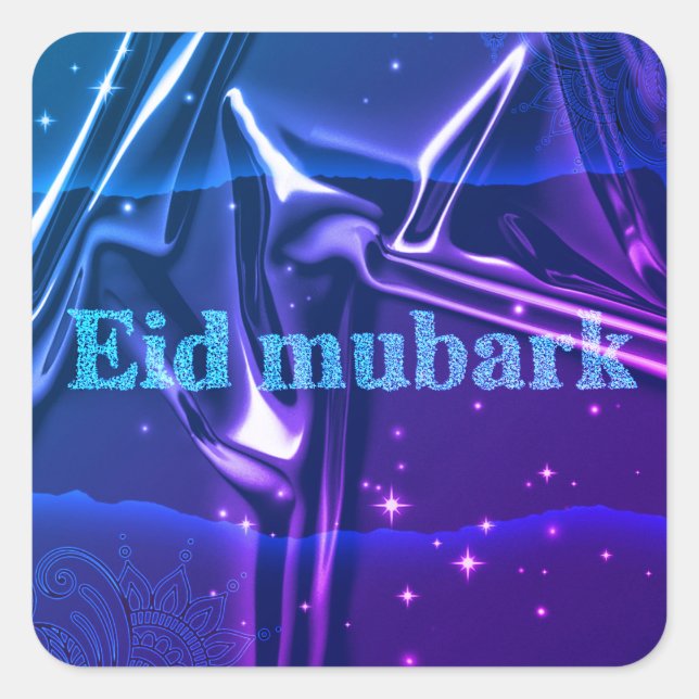 Adesivo Quadrado Eid mubarak brilhante (Frente)